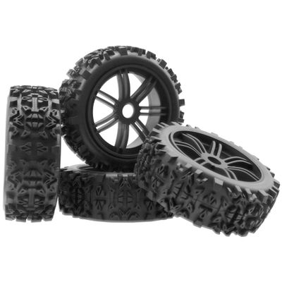 4Pack Vgoohobby OD4.72 inch RC 1/8 Off Road Buggy Rubber Tires w/Plastic Wheel Rims 17mm Hex Compatible with HSP HPI Hobao Tamiya Traxxas Kyosho Arrma Typhon 1/8 RC Off Road Buggy