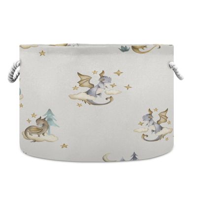 xigua Cute Dragon Cotton Rope Storage Basket with Handles Large Baby Laundry Basket Round Collapsible Blanket Basket Shelf Closet Organizer for Nursery Toys Clothes
