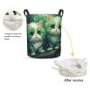 Foruidea Cute Cats Green Laundry Basket,Laundry Hamper,Collapsible Storage Bin, Oxford Fabric Clothes Baskets,Nursery Hamper For Home,Office,Dorm,Gift Basket view 2