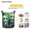 Foruidea Cute Cats Green Laundry Basket,Laundry Hamper,Collapsible Storage Bin, Oxford Fabric Clothes Baskets,Nursery Hamper For Home,Office,Dorm,Gift Basket view 3