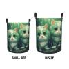 Foruidea Cute Cats Green Laundry Basket,Laundry Hamper,Collapsible Storage Bin, Oxford Fabric Clothes Baskets,Nursery Hamper For Home,Office,Dorm,Gift Basket view 4