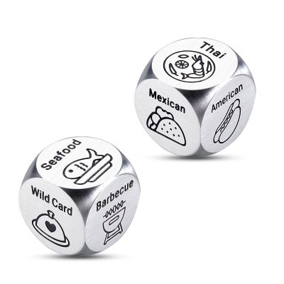 2PCS Food Dice for Couple Valentines Gifts for Boyfriend Girlfriend 11th Anniversary Steel Gifts Christmas Stocking Stuffer White Elephant Santa Swap Gift Exchange Dice Exchange Dices