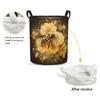 Foruidea Honey Bee Flowers Laundry Basket,Laundry Hamper,Collapsible Storage Bin, Oxford Fabric Clothes Baskets,Nursery Hamper For Home,Office,Dorm,Gift Basket view 2
