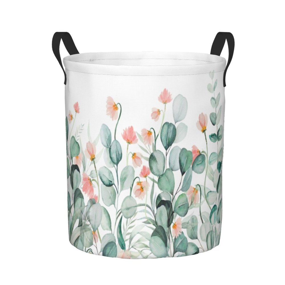Foruidea Green Leaves Laundry Basket,Laundry Hamper,Collapsible Storage Bin, Oxford Fabric Clothes Baskets,Nursery Hamper For Home,Office,Dorm,Gift Basket, Medium