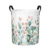 Foruidea Green Leaves Laundry Basket,Laundry Hamper,Collapsible Storage Bin, Oxford Fabric Clothes Baskets,Nursery Hamper For Home,Office,Dorm,Gift Basket, Medium view 1