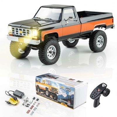 EAZYRC FMS 1/18 FCX18 Chevy K10 RC Crawler RTR with License Red, RC Pickup Truck 4x4 Chevy Hobby Grade 2-Speed Transmission Monster Truck for Adults with Led Light(Black)