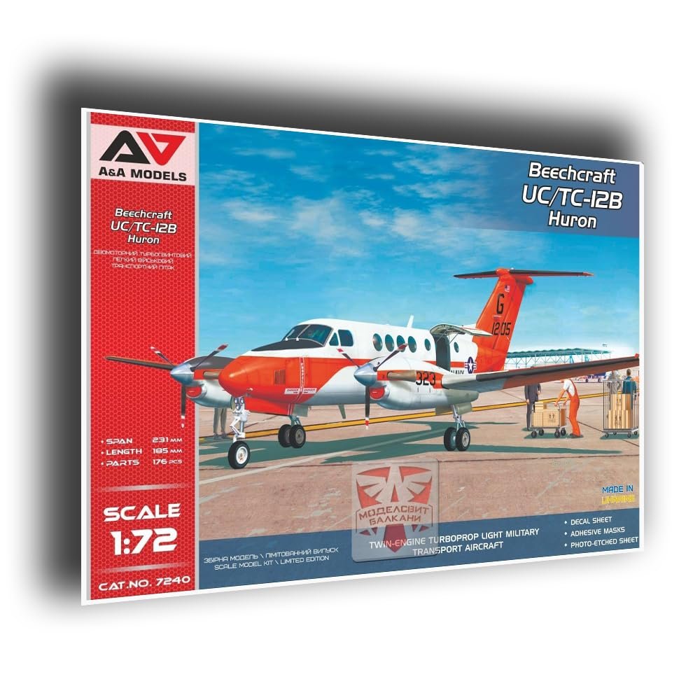 AA Models 7240 1/72 Beechcraft UC/TC-12B Huron (U.S. Navy/U.S. Marine Corp Plastic Model kit, Small, Grey