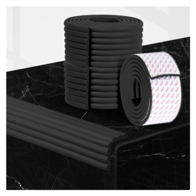 XPLKQXE Furniture Corner Guards, Guards Bumpers Adhesive, Foam Wall Protector Strip, Safety Table Protector Cushion for Fireplace Table Stair, 78.7in Long(Black,10pcs)