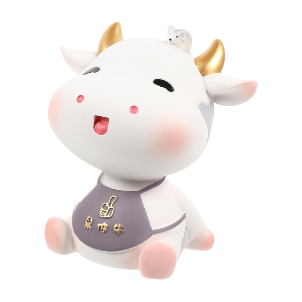 Abaodam Cute Cow Shape Saving Pot Resin Material Safe for Boys and Girls Stands Firmly Great Home Decor for Boys/Girls