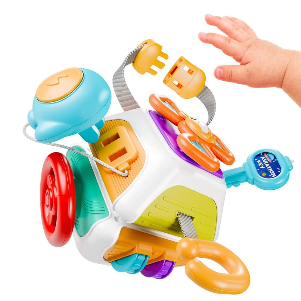 WYCYJU Busy Cube for Toddlers 2-3, Montessori Sensory Activities Busy Board Baby Gifts Infant Boys Girls Travel Toys Educational Learning