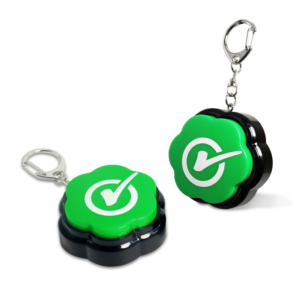2Pack Right Buzzers, Sound Buttons, Portable Keychain Answer Buzzers Set of 2, Correct Buzzers for Game Show, Right Button for Communication