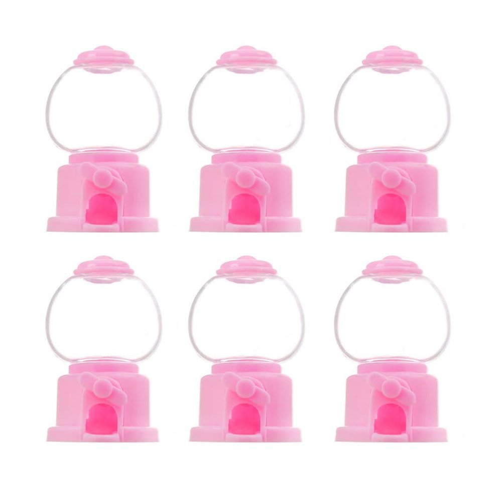 Ciieeo Gumball Party Dispenser for Boys and Girls 6 Pack Mini Candy Machines Catcher Creative Boys and Girls Toys Rotating Candy Catcher Machines Pink