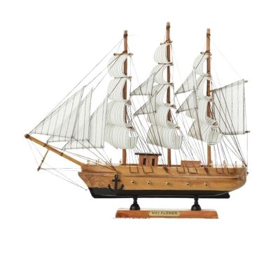 HYTTER Handmade Boat Desk Ornament Home Decor Simulation Wood Sailboat Model Crafts Desktop Carving Office Natural Color 40CM