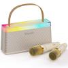 Qocum Karaoke Machine for Kids, Mini Karaoke Machine with 2 Wireless Microphones, Dual Speakers, RGB Dance Light, Voice Changer, TWS Mode, Perfect as Birthday Toy Gift for Kids Aged 4-12(Brown) view 1