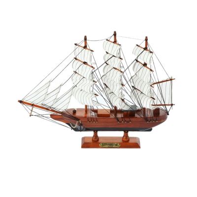 HYTTER Creative Handmade Boat Decorations Simulation Wood Desktop Carving Sailboat Model Crafts Home Decoration Desktop Mahogany Color 40CM