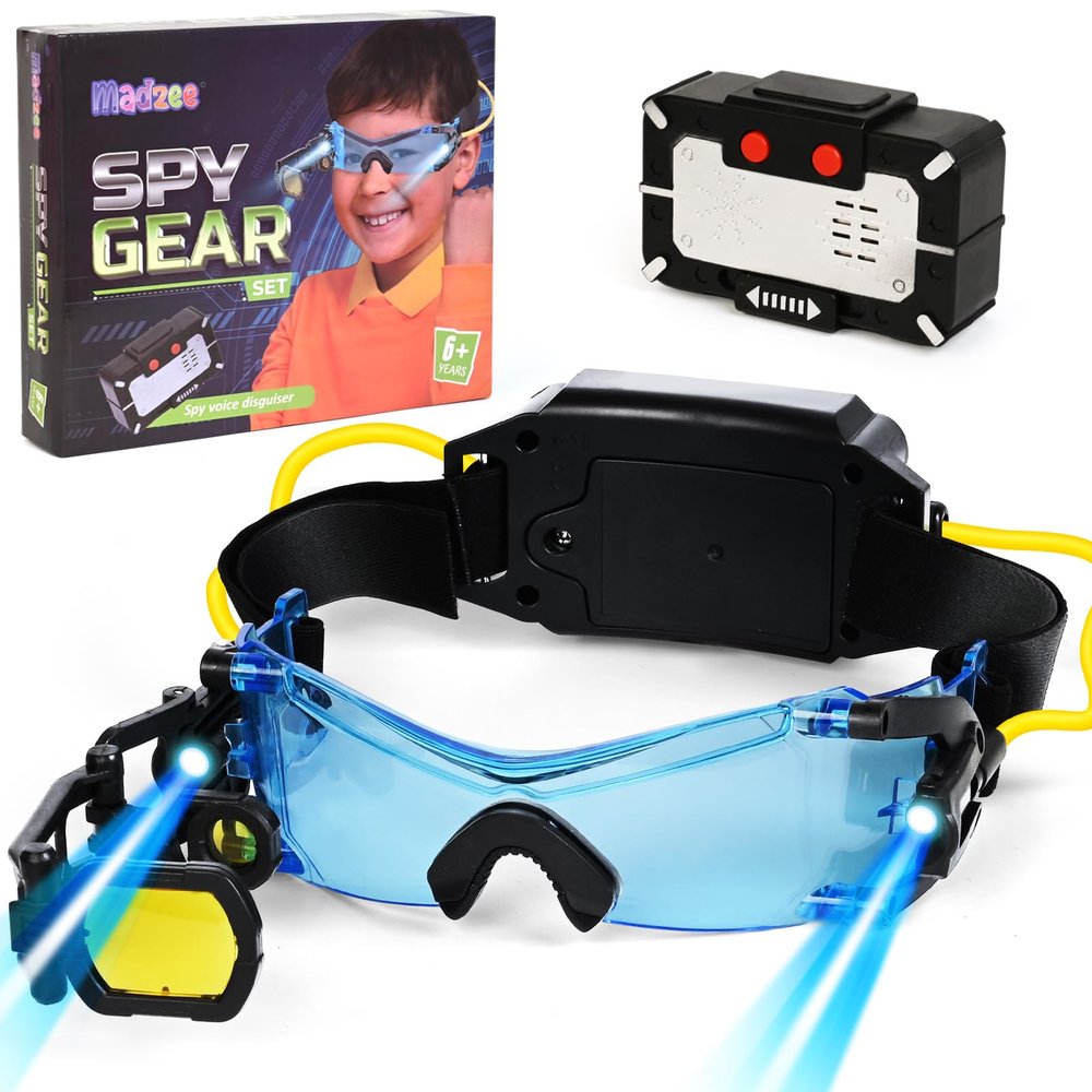 Madzee Spy Gear Toy Set for Kids  LED Night Vision Goggles for Kids with Micro Voice Disguiser