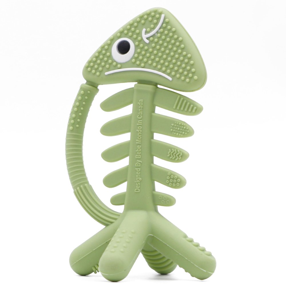 3 in 1 Infant Toys, Baby Teething Toys 36 612 Months, Teethers for Babies 03612 Months for Teething Relief, Baby Gift, Baby Teether Toys, Silicone Sensory Toys, USA Patent Pending, Fish (Olive)