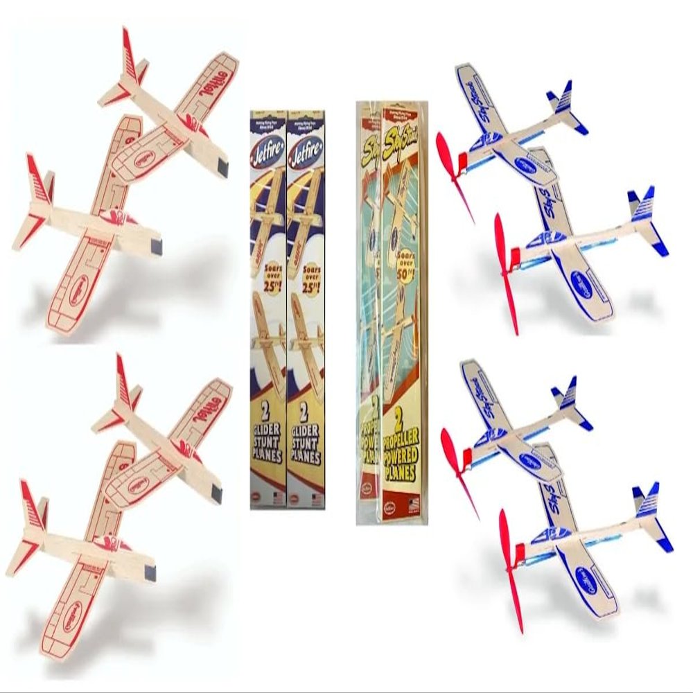 ItsYourAirplane.com Guillow's Balsa Wood Flying Toy Airplanes, Four Twin Packs, Eight Planes