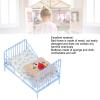 1:12 Scale Miniature Metal Dollhouse Bed European with Dollhouse Furniture Decor White for Role Playing Games (Blue Flower Pattern) view 3