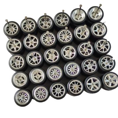 1/64 Scale Mixed/Random Real Riders Wheels Set - Chrome Finish (Electroplating) - Rims and Tires for 10 Cars, Compatible with Hot Wheels/Matchbox