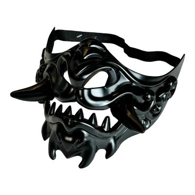 Beyond Collectibles Japanese Monster Hannya Mask Guardian Lion Demon Oni Samurai Half Face Shield (Black)