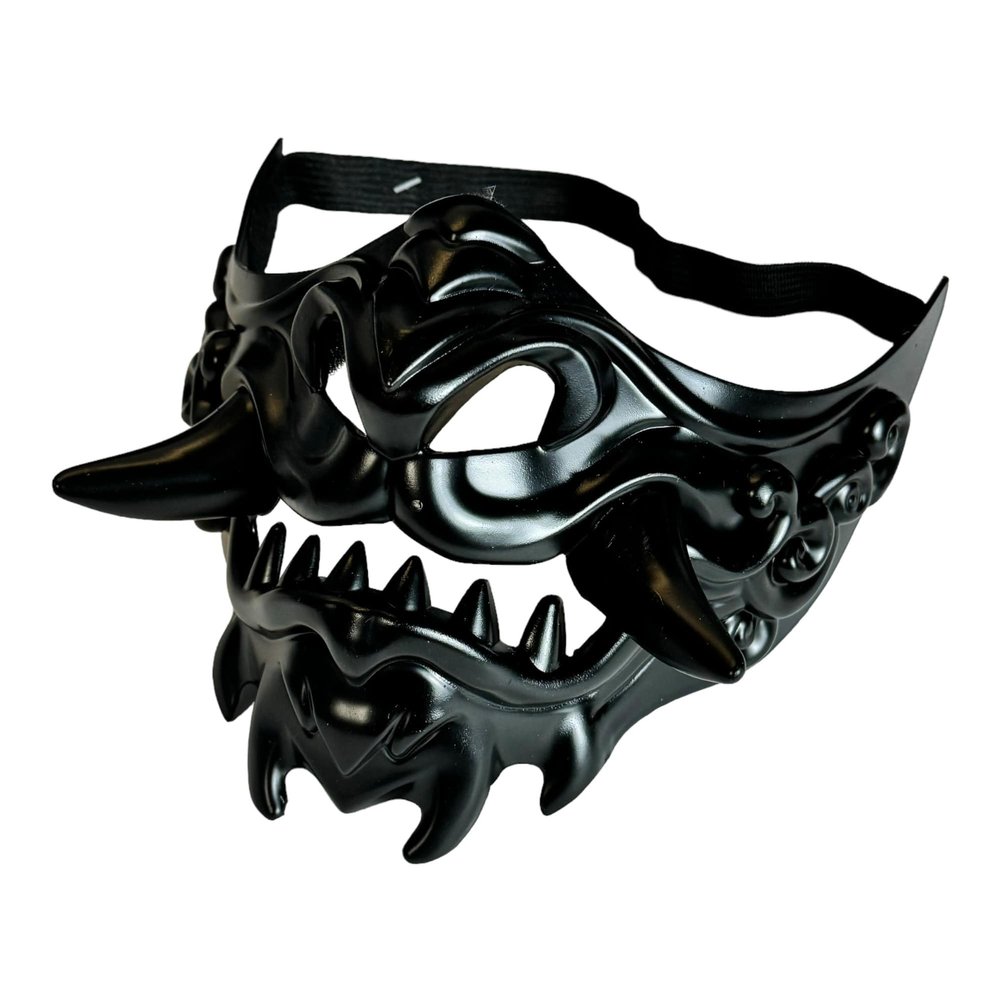 Beyond Collectibles Japanese Monster Hannya Mask Guardian Lion Demon Oni Samurai Half Face Shield (Black)