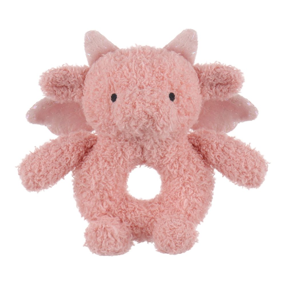 Apricot Lamb Baby Lovey Pink Dragon Soft Rattle Toy, Plush Stuffed Animal for Newborn Soft Over 0 Months