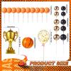 42 Pcs Basketball Cake Topper Decorations Happy Birthday Cake Topper Ball Candles Basketball Theme Party Birthday Baby Shower Decorations for Men Boys view 2