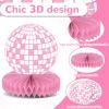 12PCS Disco Ball Party Decorations 70s Disco Table Honeycomb Centerpieces Western Cowgirl Party Table Toppers Hot Pink Disco Party Table Centerpieces for Girls Birthday Party Supplies view 3
