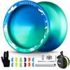 MAGICYOYO V10 Finger Spin Yoyo Professional Metal Trick Yoyo Responsive & Unresponsive Dual Purpose Yo Yo with Storage Case + Yo Yo Glove +12 Strings(Blue Green) view 1
