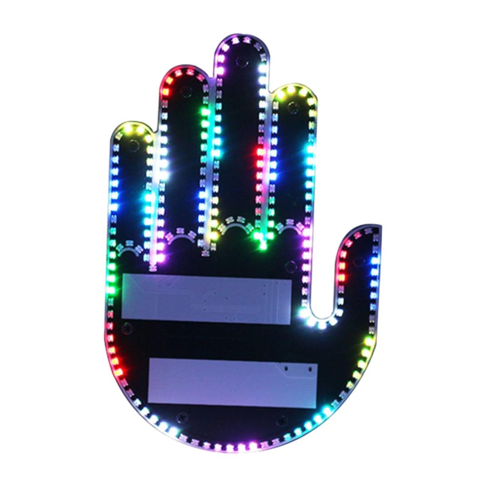 Car Finger Gesture Light Funny Back Window Sign Auto Accessories Cool with Remote Control LED Middle Finger Sign Car Gadgets, Colorful