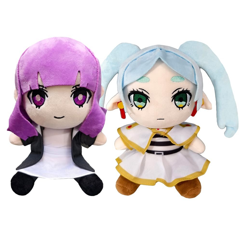 2pcs Anime Plushies Fern and Frieren Plush Stuffed Pillow Cartoon Character Throw Cute Cuddle Figure Cushion Home Sofa Decoration 9.8"/25cm