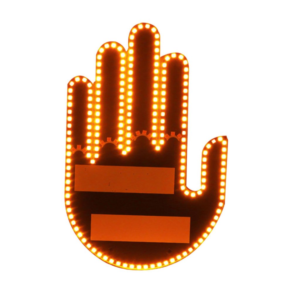 Car Finger Gesture Light Funny Back Window Sign Auto Accessories Cool with Remote Control LED Middle Finger Sign Car Gadgets, Yellow