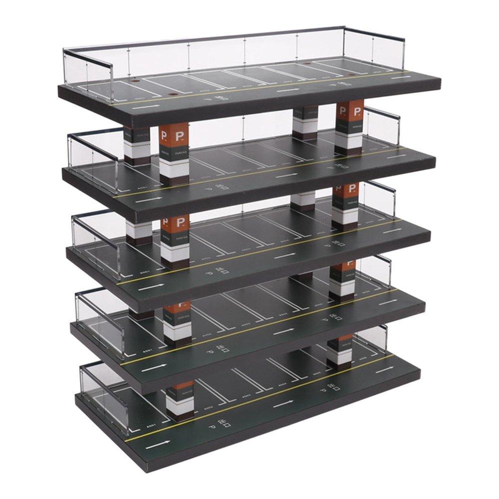 1/64 Parking Lot Scene Display Case, 1:64 Scale Diecast Vehicle Model Display Stand for Alloy Car Model Toy, 5 Layers