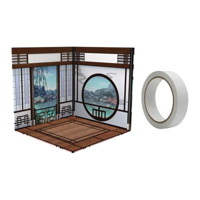 1/12 Scale Model Scene Backdrop Collection Storage Display Show for Action Figures Diecast Car Soldier Scene Dolls 215x215mm, Chinese House