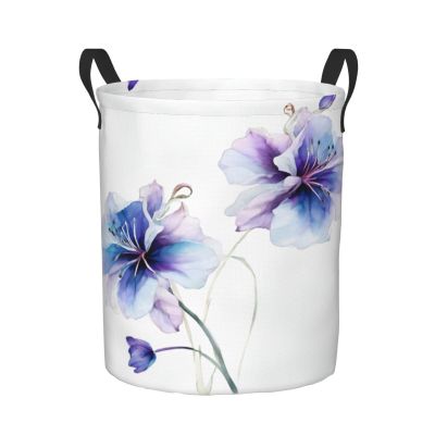 Foruidea Beautiful Blue Flowers Laundry Basket,Laundry Hamper,Collapsible Storage Bin, Oxford Fabric Clothes Baskets,Nursery Hamper For Home,Office,Dorm,Gift Basket