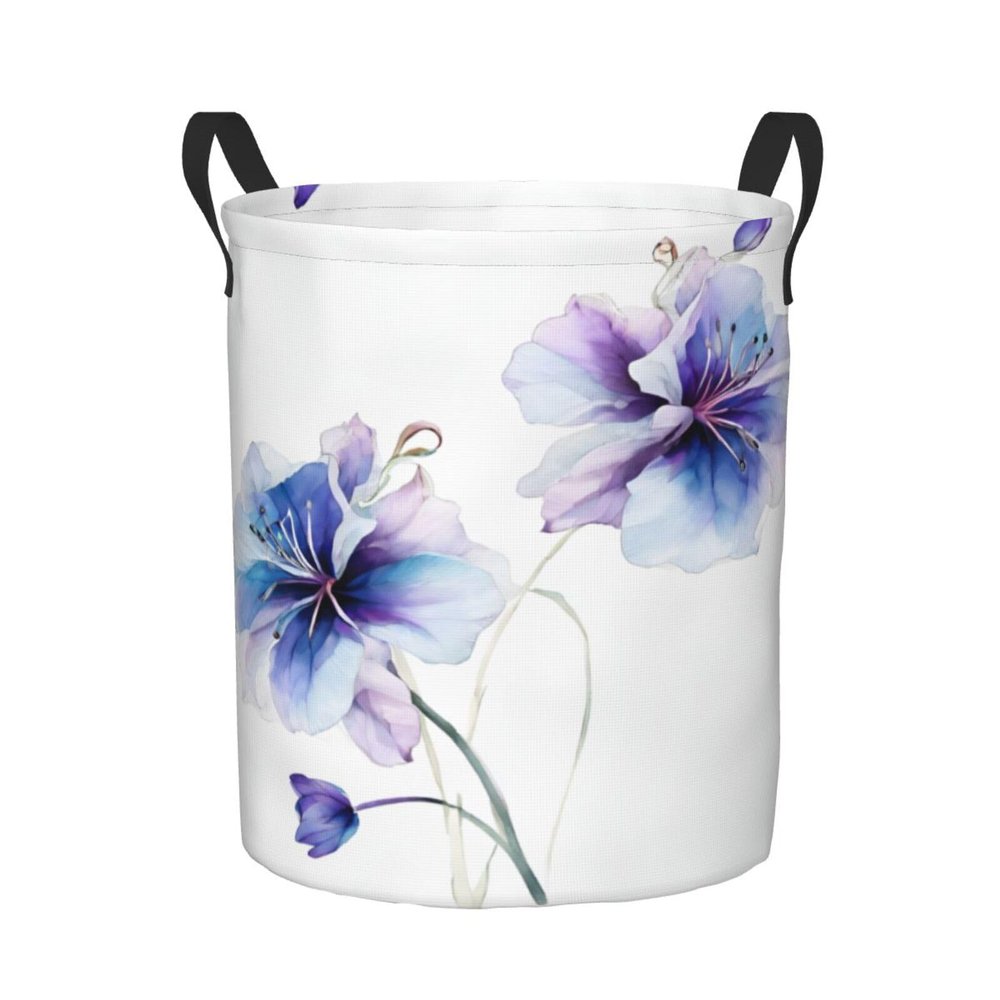 Foruidea Beautiful Blue Flowers Laundry Basket,Laundry Hamper,Collapsible Storage Bin, Oxford Fabric Clothes Baskets,Nursery Hamper For Home,Office,Dorm,Gift Basket