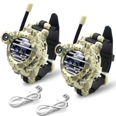 Walkie Talkies Watch Rechargeable, Spy Watch Army Toys for Kids, 7 in 1 Digital Watch Walkie Talkies with Flashlight, Cool Spy Gadgets for Boy Girls Outdoor Game