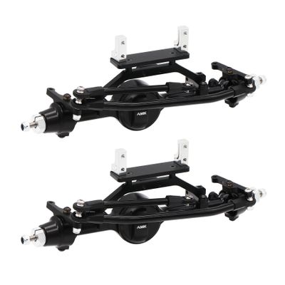 AMK Aluminum 1/10 RC Crawler Axle Complete Front Rear Set for 6x6 4WS Four Wheel Steering for RC4WD Gelande II TF2 D110 Yota II Upgrades (for 4WS)