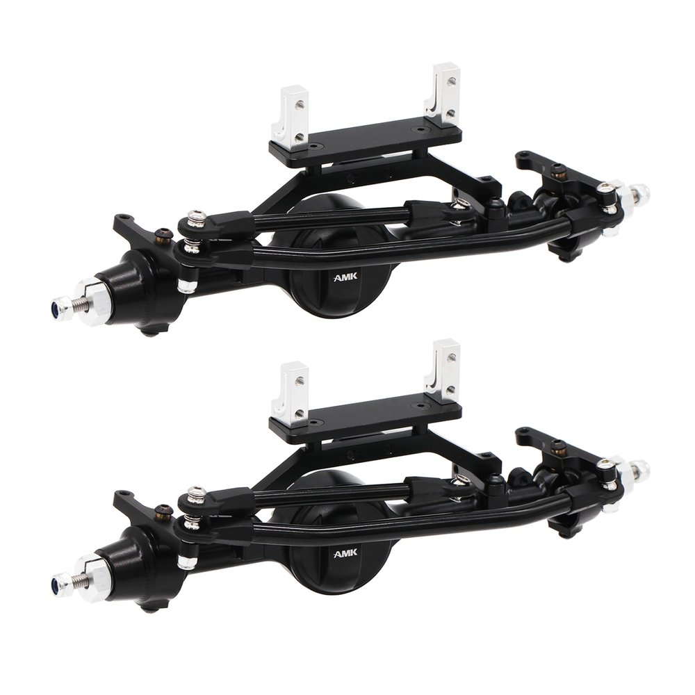 AMK Aluminum 1/10 RC Crawler Axle Complete Front Rear Set for 6x6 4WS Four Wheel Steering for RC4WD Gelande II TF2 D110 Yota II Upgrades (for 4WS)