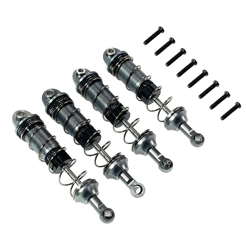 4pcs Metal Front and Rear Oil Shock Absorber 1/16 RC Car Upgrades Parts Accessories Compatible with Hyper GO MJX H16BM H16GT H16DR H16 16207 16208 16209 16210 (Titanium)