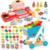 Yalujumb Kids Shopping Cart Trolley Play Set and Pretend Play Calculator Cash Register Toy with Pretend Food and Accessories,Perfect for Ages 3+ Pretend Play and Role-Playing Games view 1