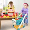 Yalujumb Kids Shopping Cart Trolley Play Set and Pretend Play Calculator Cash Register Toy with Pretend Food and Accessories,Perfect for Ages 3+ Pretend Play and Role-Playing Games view 4