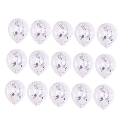 VICASKY 15pcs Transparent Confetti Balloons for Birthday and Wedding Decorations Reusable Balloons Silver Confetti for Party Layout and Photo Props