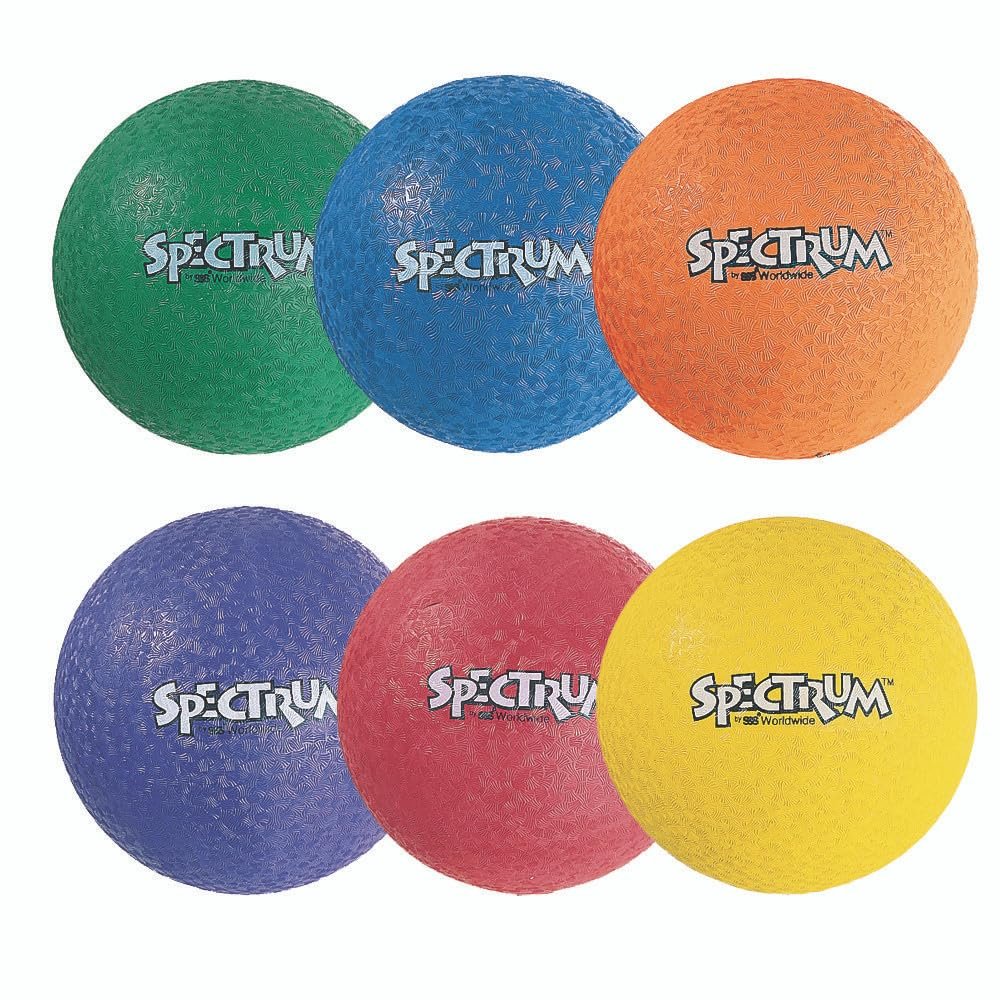 S&S Worldwide Spectrum Playground Balls Set, 10", Durable 2-Ply Rubber, Multi-Color (Set of 6)
