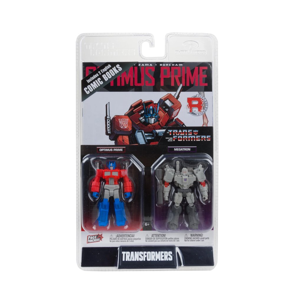 McFarlane Toys - Transformers Page Punchers 2pk Optimus Prime and Megatron 3in Action Figures with 2 Comics