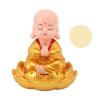 Solar Little Monk Figurine - Cute Buddha Sculpture, Energy-Sensing Small Monk Ornaments for Car Dashboard & Home Decor(Gold) view 1