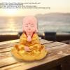 Solar Little Monk Figurine - Cute Buddha Sculpture, Energy-Sensing Small Monk Ornaments for Car Dashboard & Home Decor(Gold) view 2