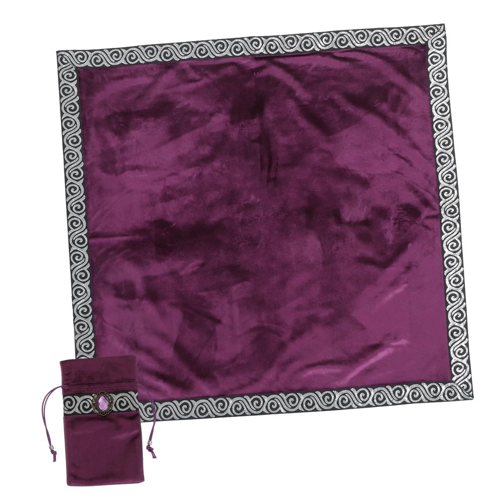 Zerodeko Creative Velvets Tarot Tablecloth with Unique Design for Divination Thick with Gold Silver Edges for Parties and Readings by Fortune-Tellers and Enthusiasts