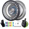 MAGICYOYO Responsive Yoyo K1 Tug Return Yoyo, Hubstacks Yoyo for Kids Beginners Dual Purpose Yoyo with Unresponsive Bearing, Sturdy Storage Bag + 12 Yoyo Strings +Yo-Yo Glove +2 Yoyo Hubstacks(Black) view 1